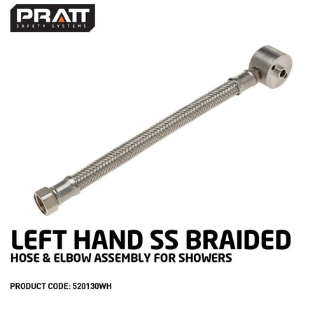 Left Hand SS Braided Hose & Elbow Assembly For Showers