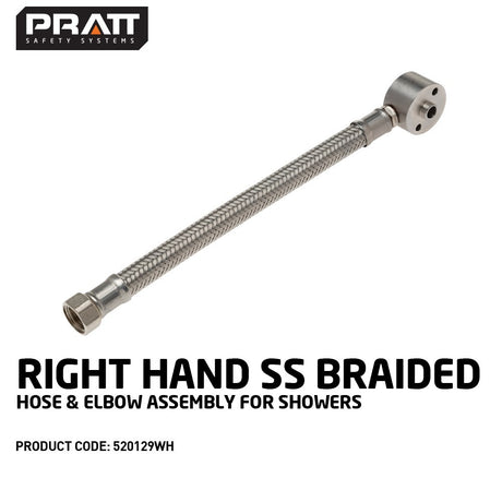 Right Hand SS Braided Hose & Elbow Assembly For Showers