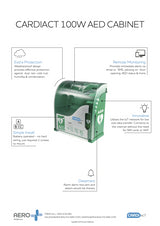 CARDIACT Green Outdoor Connected AED Cabinet 42 x 38 x 15cm