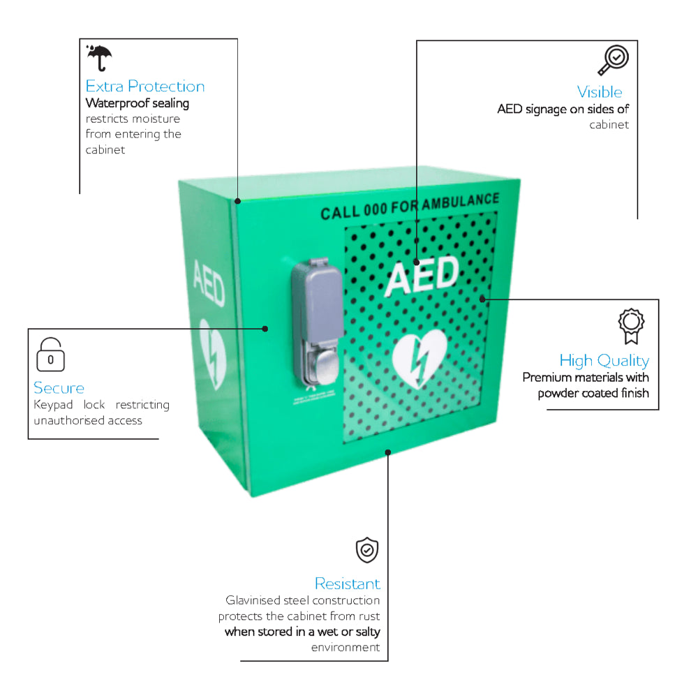 CARDIACT Alarmed Outdoor AED Cabinet with Lock 48 x 47 x 31cm