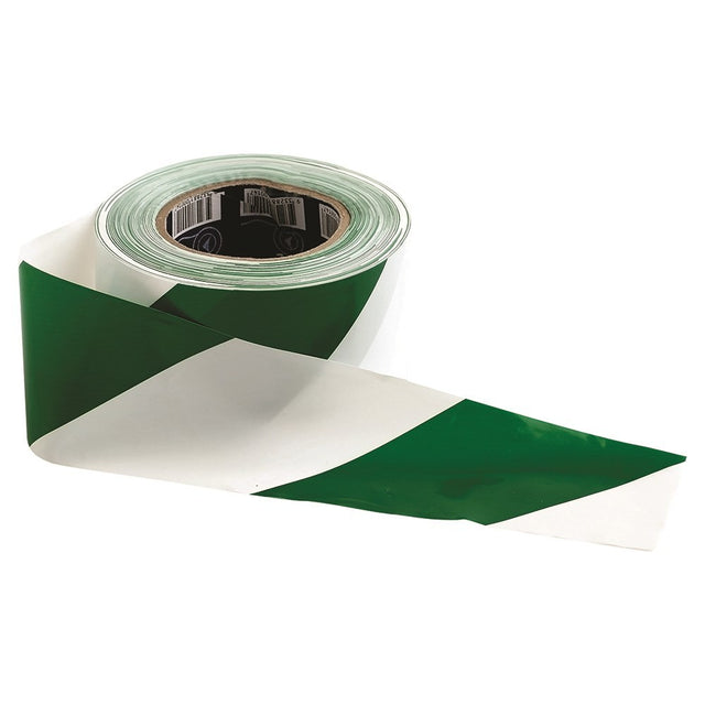 Barricade Tape - 100mx75mm Green & White 5pk