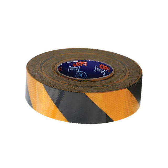 Self Adhesive Reflective Hazard Tape Yellow & Black 50mx50mm