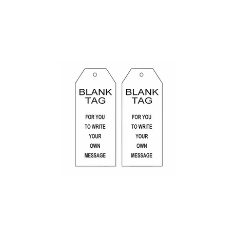 Two white blank tags with the text 'BLANK TAG' and 'For you to write your own message' printed on them.