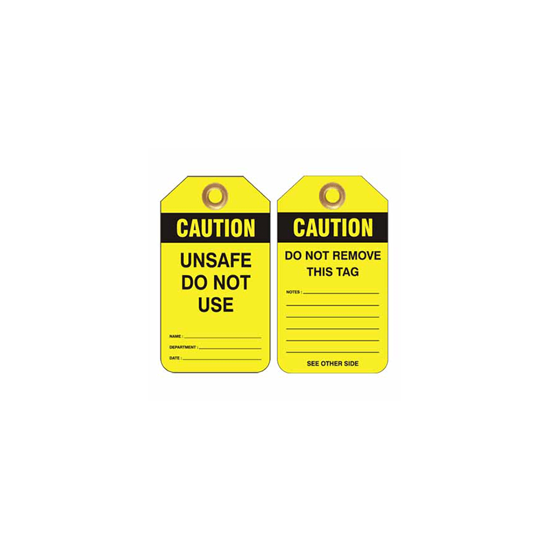 Heavy Duty PVC Tags, Pkt 25 – Caution Unsafe Do Not Use