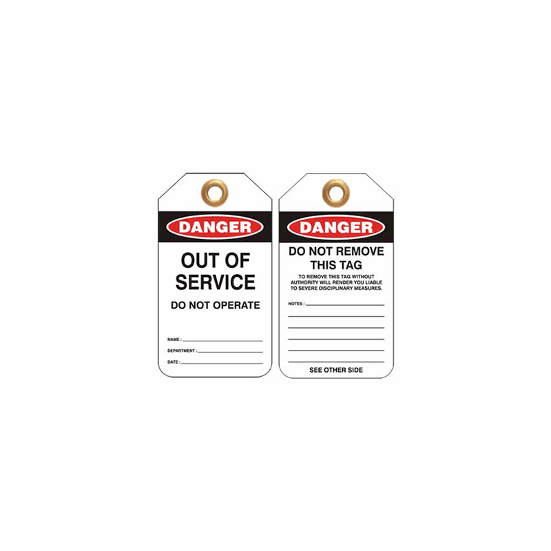 Heavy Duty PVC Tags Pkt 25 – Danger Out Of Service Do Not Operate