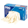 A box of Pro Choice brand disposable latex powdered gloves in large size, containing 100 pieces.