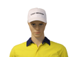 Mannequin wearing a yellow shirt with a navy collar and a white cap labeled 'Chief Warden' on a white background