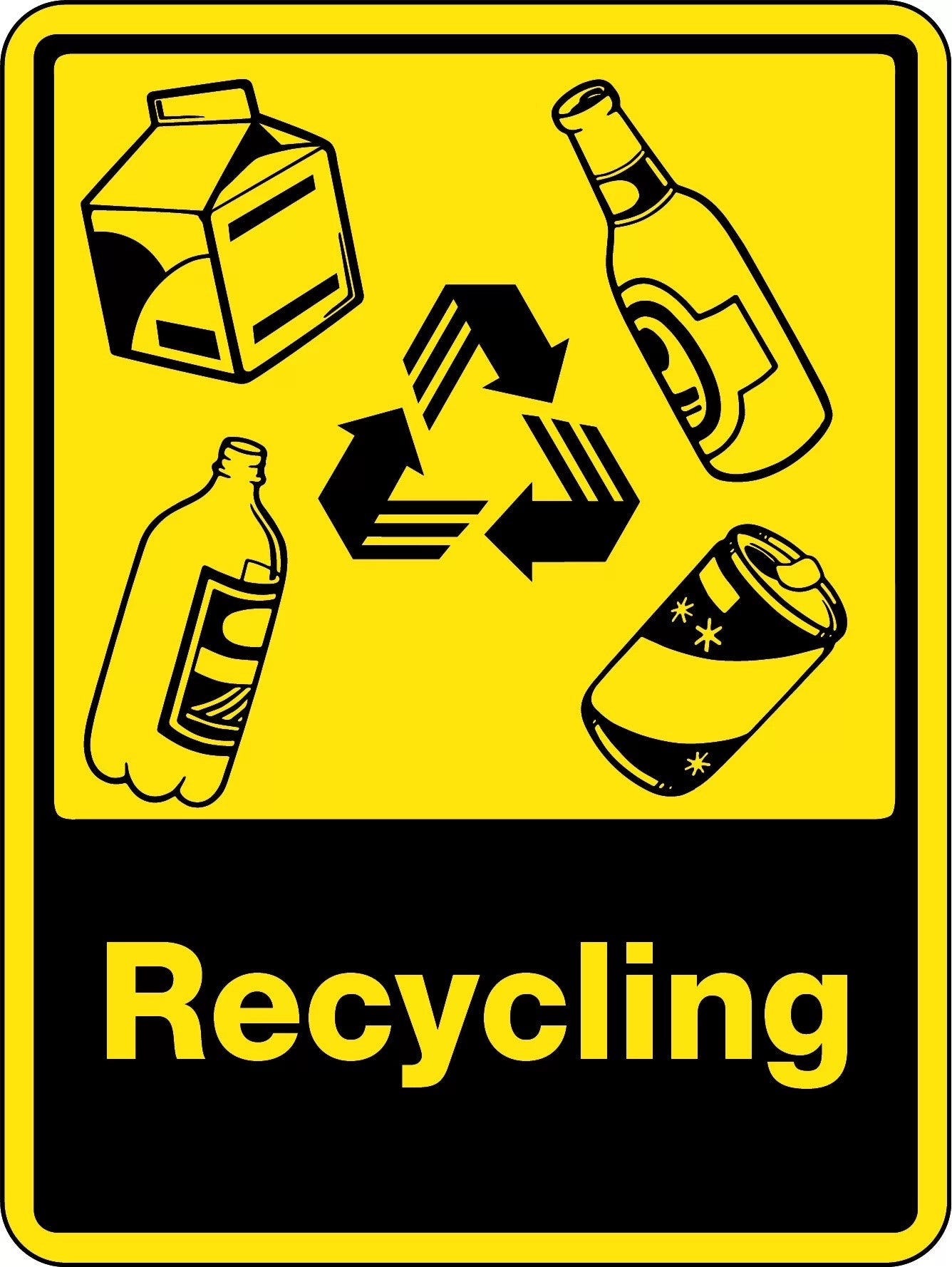 Buy General Sign - Recycling With Bottles & Cans Recycling Picto Online ...