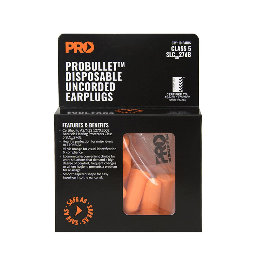 Probullet Disposable Uncorded Earplugs 10pk