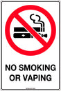 Prohibition Sign - No Smoking or Vaping   Poly