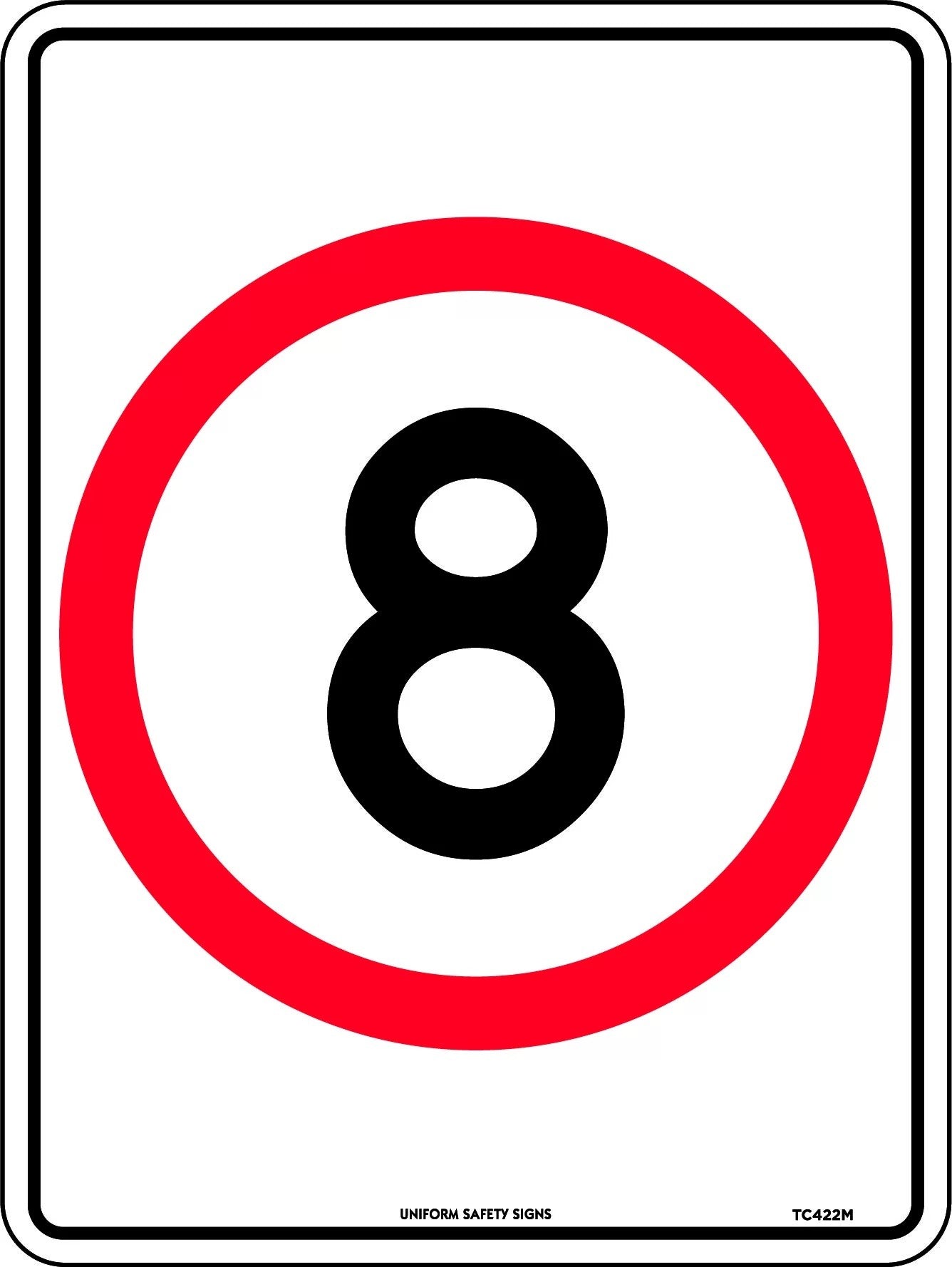 Speed Limit Sign - 8km Speed in Roundel  Metal