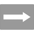 A gray stencil of an arrow indicating direction.