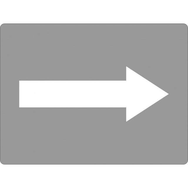 A gray stencil of an arrow indicating direction.