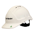 White helmet with 'Chief Warden' text on a white background