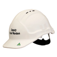 White hard hat with 'Deputy Chief Warden' text on a white background