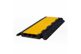 3 channel Yellow and black rubber cable protector on a white background