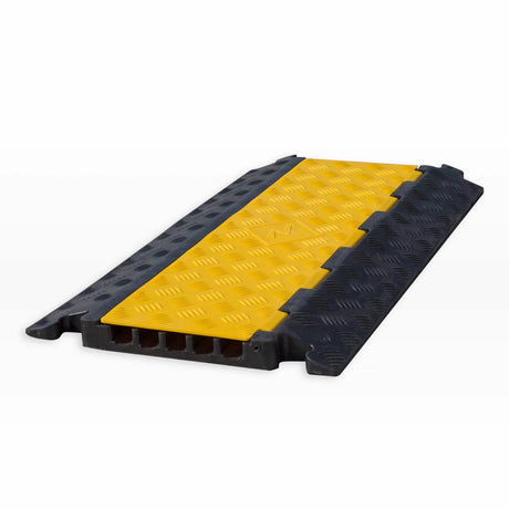 5 channel Yellow and black rubber cable protector  on a white background