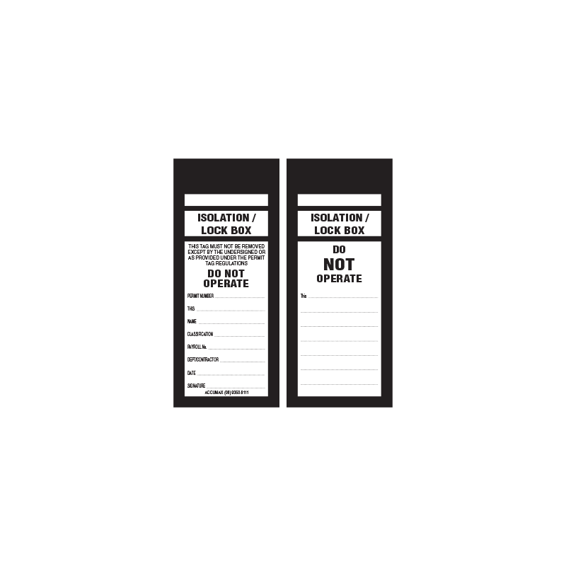 Buy Custom Isolation / Lock Box Tags – PK/100 Online | $179.55 AUD