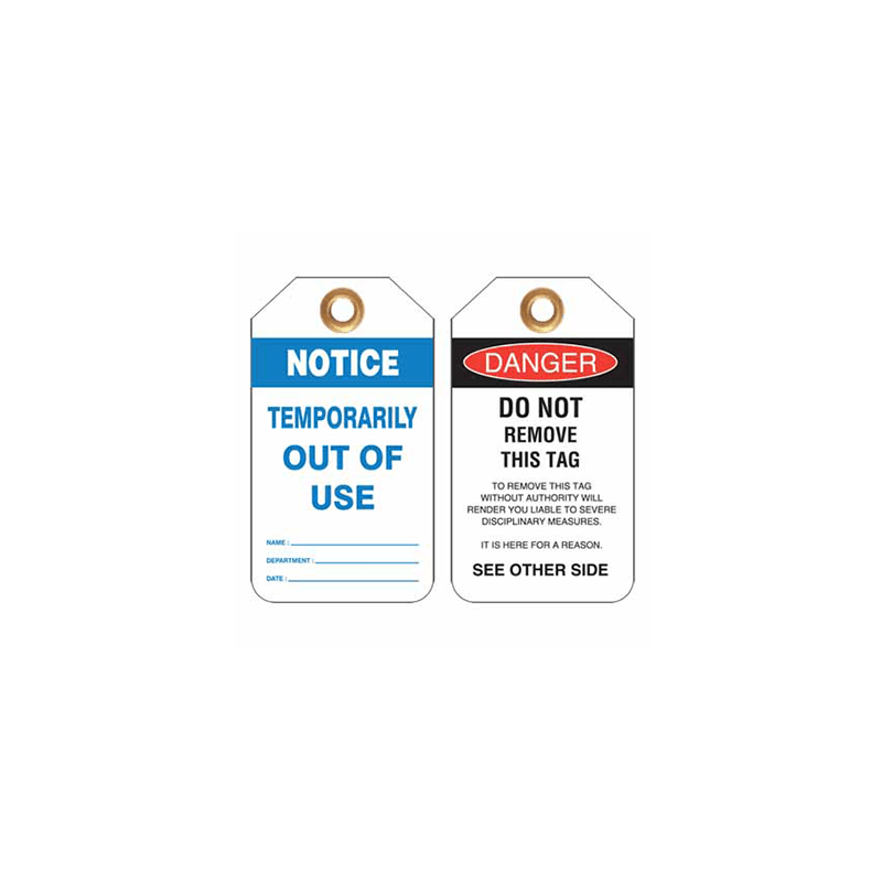 Heavy Duty PVC Tags, Pkt 25 – Notice Temporarily Out Use