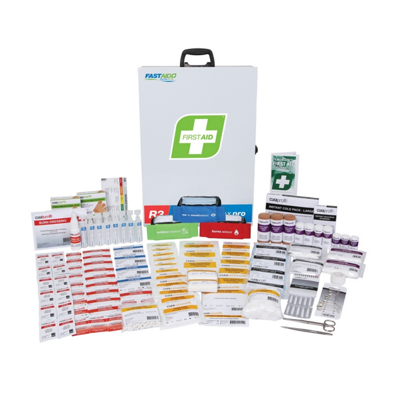 What should be in a workplace first aid kit?